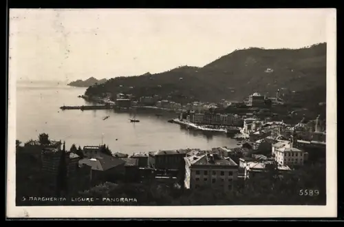 AK S. Margherita Ligure, Panorama della città e del porto con vista sul mare