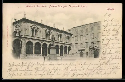 AK Verona, Piazza del Consiglio, Palazzo Scaligieri, Monumento Dante