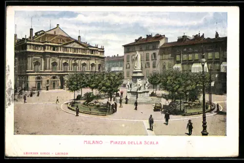 AK Milano, Piazza della Scala con monumento e teatro