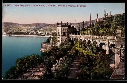 AK Isola Bella /Lago Maggiore, Giardino Torrione e Veduta di Stresa