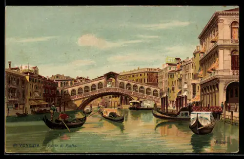 AK Venezia, Ponte di Rialto con gondole sul Canal Grande