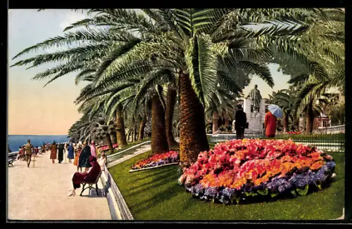 AK S. Remo, Corso Imperatrice e Monumento a G. Garibaldi