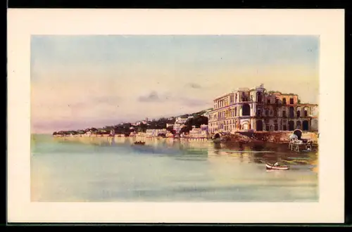 AK Napoli, Posillipo con Palazzo Donn`Anna e vista mare