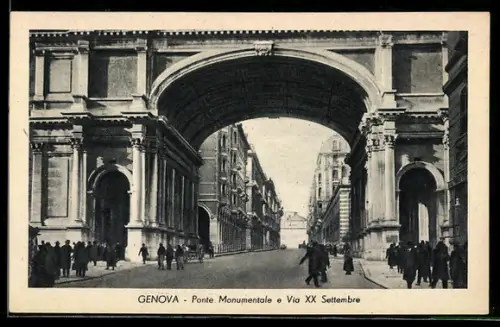 AK Genova, Ponte Monumentale e Via XX Settembre