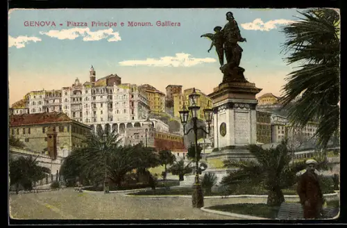AK Genova, Piazza Principe e Monumento Galliera