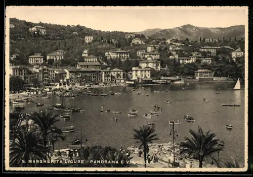 AK Santa Margherita Ligure, Panorama e vista del porto con barche a vela e palme