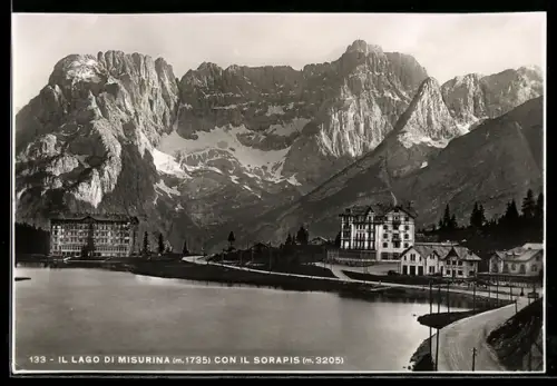 AK Lago di Misurina, Hotel Alpino et de Londres, Lago con il Sorapis sullo sfondo