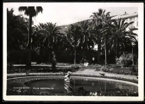 AK Genua, Nervi, Villa Groppallo con giardino e fontana