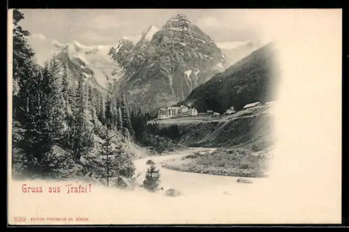 AK Trafoi, Vista sulle montagne e il fiume alpino