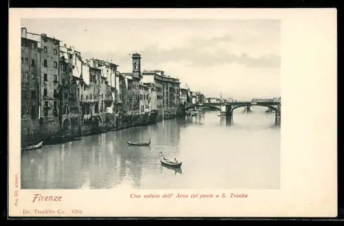AK Firenze, Una veduta dell`Arno col ponte a S. Trinità