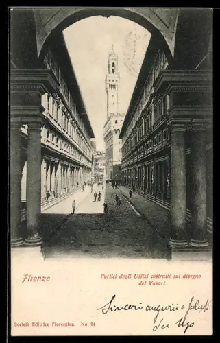 AK Firenze, Portici degli Uffizi costruiti sul disegno del Vasari