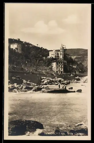 AK Bordighera, Villa Garnier e costa rocciosa