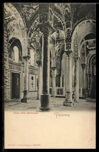 AK Palermo, Chiesa della Martorana, interni decorati con colonne e archi