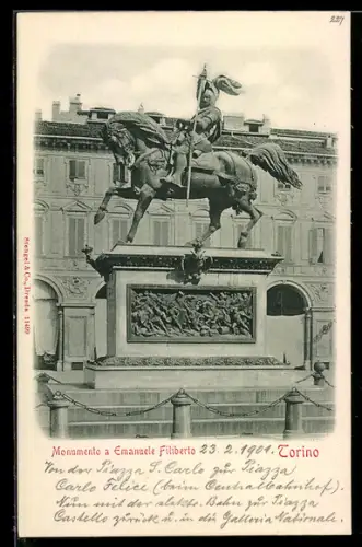 AK Torino, Monumento a Emanuele Filiberto in Piazza San Carlo