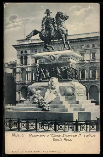AK Milano, Monumento a Vittorio Emanuele II, scultore Ercole Rosa