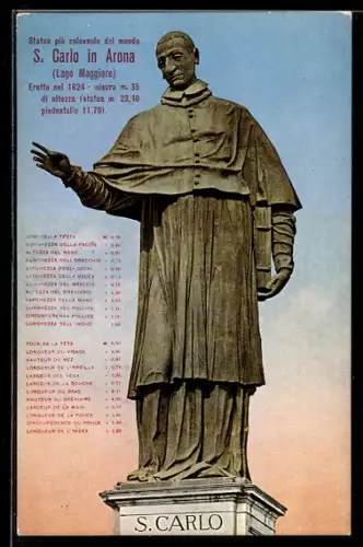 AK Arona /Lago Maggiore, Statua di S. Carlo Borromeo, la più colossale del mondo, eretta nel 1624