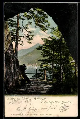 AK Bellagio /Lago di Como, Grotta della Villa Serbelloni