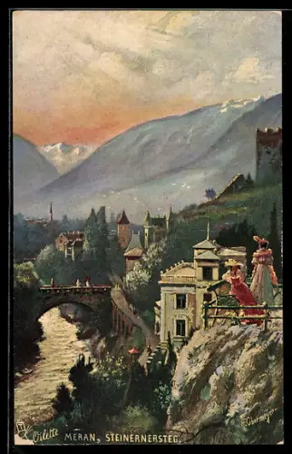 Künstler-AK Meran, Steinerner Steg