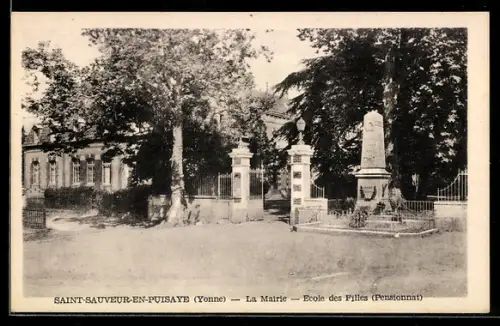 AK Saint-Sauveur-en-Puisaye /Yonne, La Mairie, École des Filles, Pensionnat