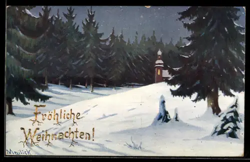 Künstler-AK Alfred Mailick: winterliche Landschaft mit Kirche