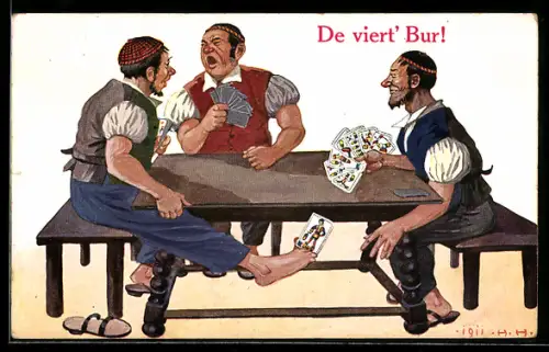 AK Mann betrügt beim Kartenspiel, De vier`t Bur!