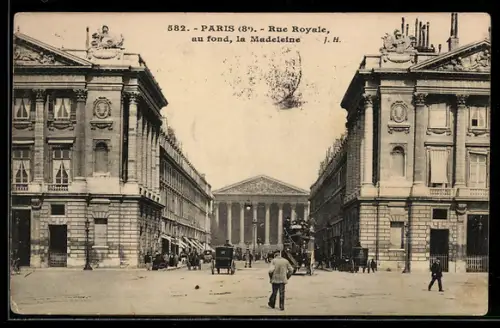 AK Paris VIII, Rue Royale, au fond, la Madeleine