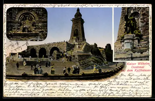 Lithographie Kyffhäuser, am Kaiser Wilhelm-Denkmal