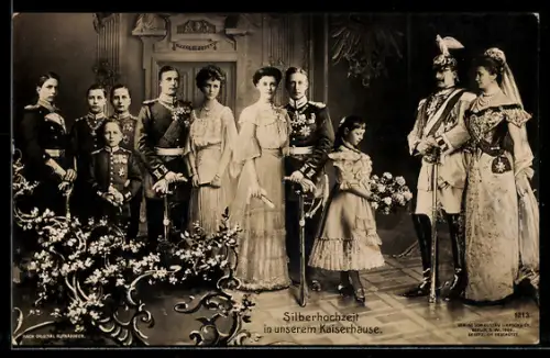 AK Silberhochzeit in unseren Kaiserhause, die Kaiserfamilie