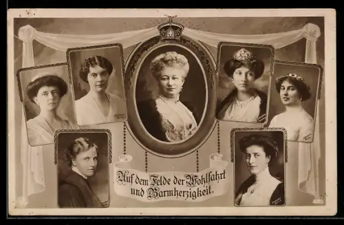 AK Kaiserin Auguste Victoria von Preussen und die Bräute der in den Krieg gezogenen Prinzen