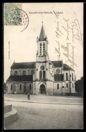 AK Aillant-sur-Tholon, Rue et l'Eglise