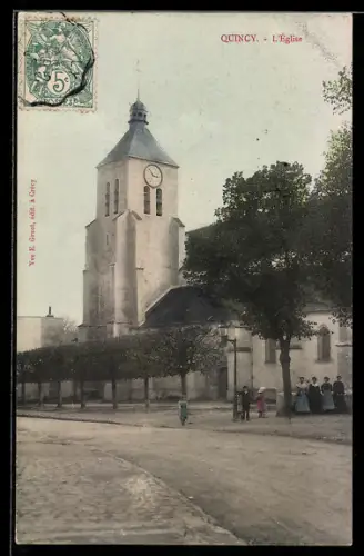 AK Quincy, En Rue et Eglise