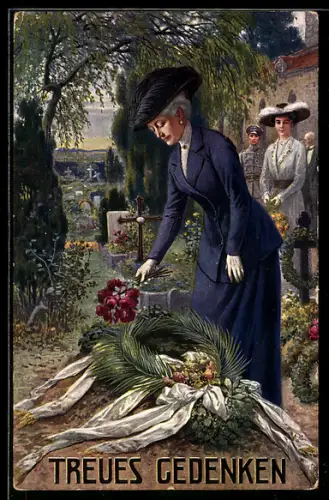 AK Kaiserin Auguste Victoria von Preussen schmückt die Gräber der Zivilbevölkerung in Ostpreussen