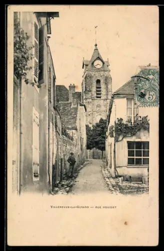 AK Villeneuve-la-Guyard, Rue Housset, Turmuhr