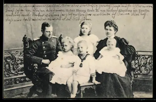 AK Herzog Ernst II. von Sachsen-Altenburg mit Familie