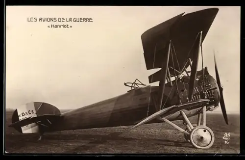 AK Flugzeug Hanriot auf der Startbahn
