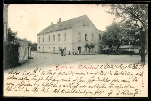 AK Bohnitzsch, Gasthof Bohnitzsch mit Kutsche