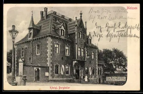 AK Meissen, Gasthof Königl. Burgkeller, Aussenansicht
