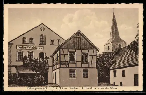 AK Wiblingwerde, Gasthaus H. Winkhaus neben der Kirche