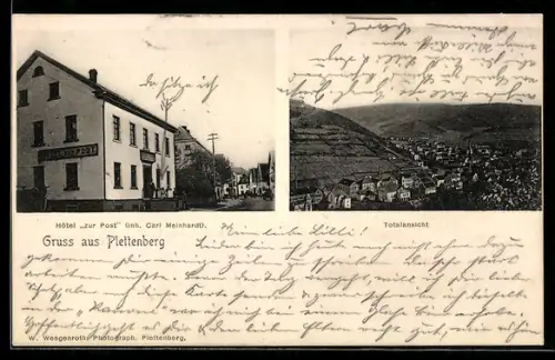 AK Plettenberg, Hotel zur Post, Inh. Carl Meinhardt, Totalansicht