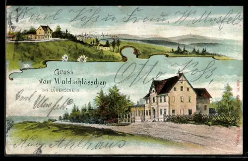 AK Lüdenscheid, Gasthof Waldschlösschen mit Panorama