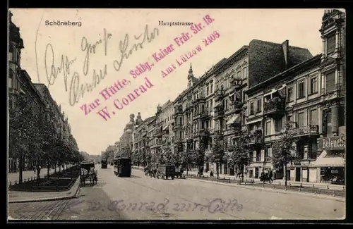 AK Berlin-Schöneberg, Strassenbahnen auf der Hauptstrasse