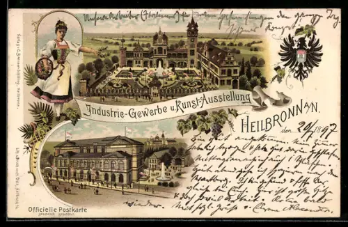Lithographie Heilbronn a. N., Industrie-, Gewerbe- und Kunst-Ausstellung, Ausstellungsgelände