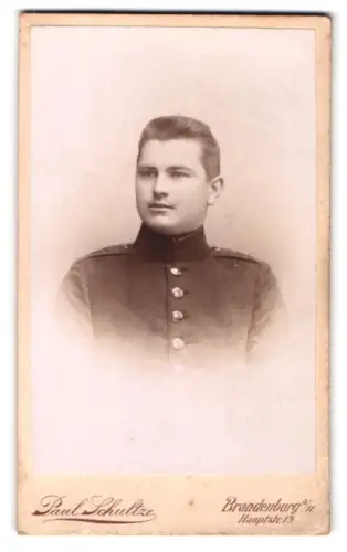 Fotografie Paul Schultze, Brandenburg a. H., Hauptstr. 12, Soldat vom Füsilier-Rgt. Prinz Heinrich von Preussen Nr. 35