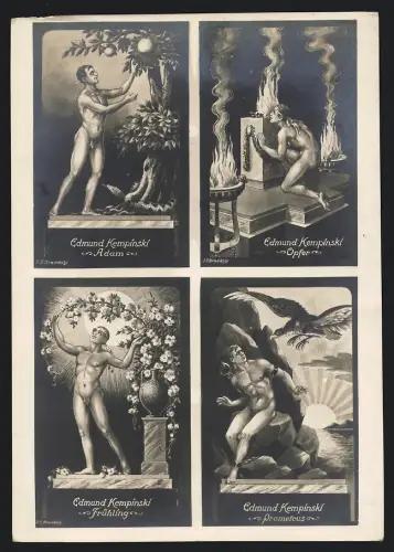 Fotografie Edmund Kempinski, Berlin-Wilmersdorf, Darstellung von Adam im Paradies, Prometeus, Frühling & Opfer Brandoly
