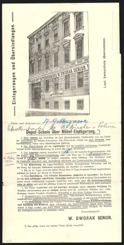 Rechnung Wien 1930, Möbeltransport W. Dworak Senior, Gentzgasse 162, Ladenfront