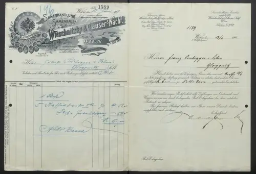 Rechnung Wien 1911, Wieschnitzky & Clauser`s Nachf., Samenhandlung und Samenbau, Wallfischgasse