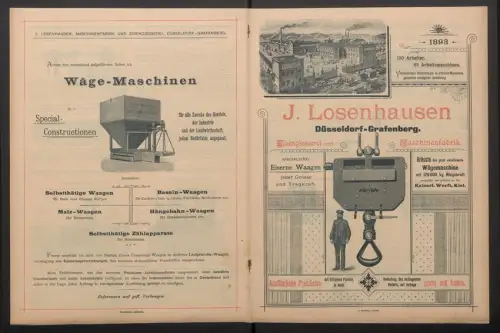 Werbeprospekt Düsseldorf 1893, J. Losenhausen, Eisengiesserei und Maschinenfabrik, Waagen-Sortiment