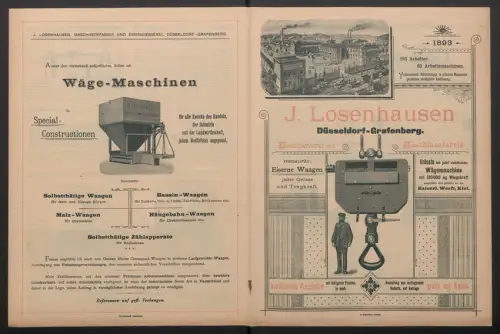 Werbeprospekt Düsseldorf-Grafenberg 1893, J. Losenhausen, Eisengiesserei und Maschinenfabrik, Wäge-Maschinen
