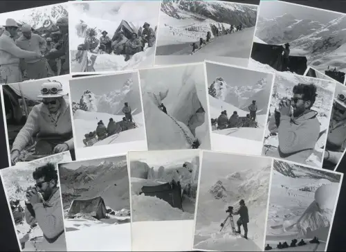15 Fotografien Hans Ertl, Filmdreh zum Film Nanga Parba, Karl Herrlingkoffer, Albert Bitterling, Bergsteiger