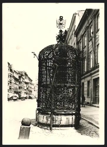 Fotografie Paul W. John, Berlin, Ansicht Neisse / Nysa, der schöne Brunnen am Markt